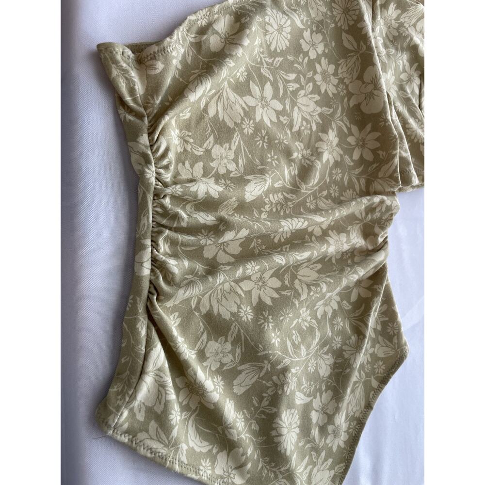 Free People Something Bout You Floral Print Bodysuit In Pale Yellow Tan Size XS - Picture 7 of 14